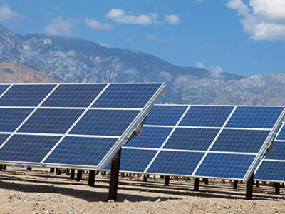 Solar panels in a solar farm allowing for more green energy and clean environment