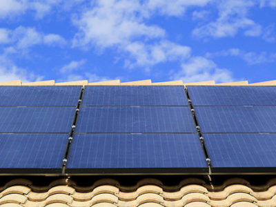 Solar panels on a rooftop collecting solar energy