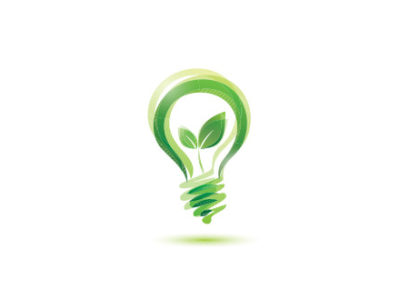 Drawing of a lightbulb as a green leaf