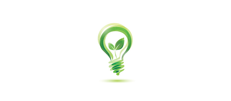 Drawing of a lightbulb as a green leaf