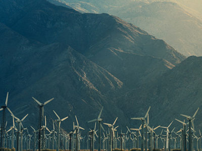 Wind Farm with Gorgeous Mountain In the back