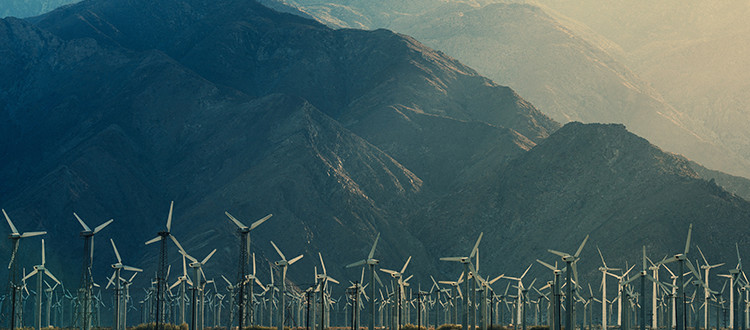 Wind Farm with Gorgeous Mountain In the back